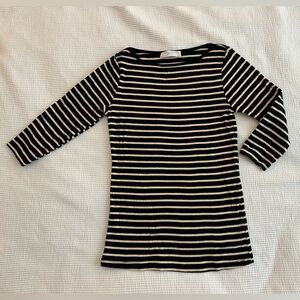 Zara Organic Cotton. Striped quarter sleeve. made in Portugal. Small.